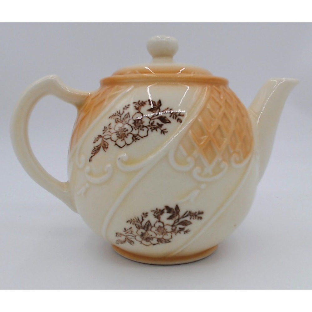 Porcelier Vitreous China Basketweave Trellis Teapot With Lid Porcelain (B103)